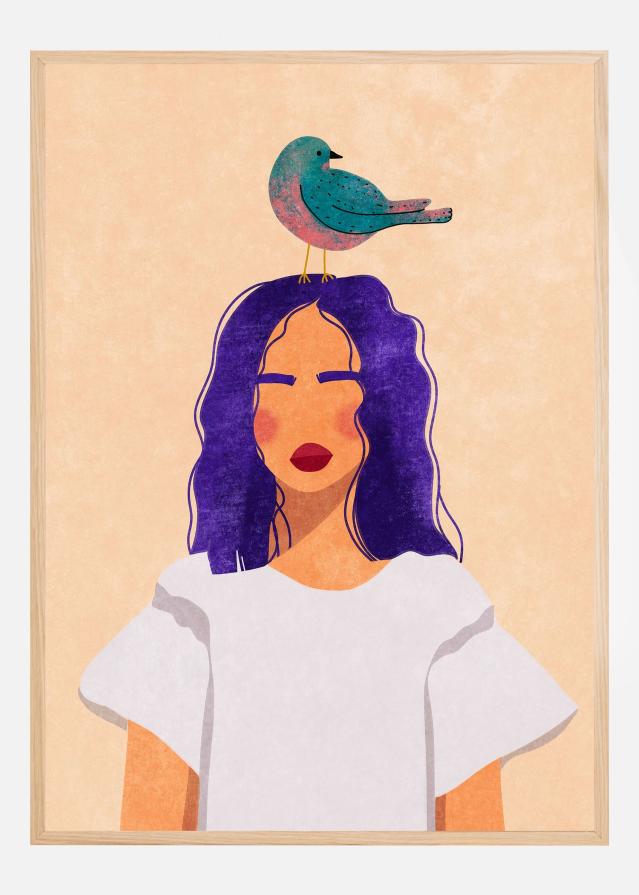 Girl with bird Plakat