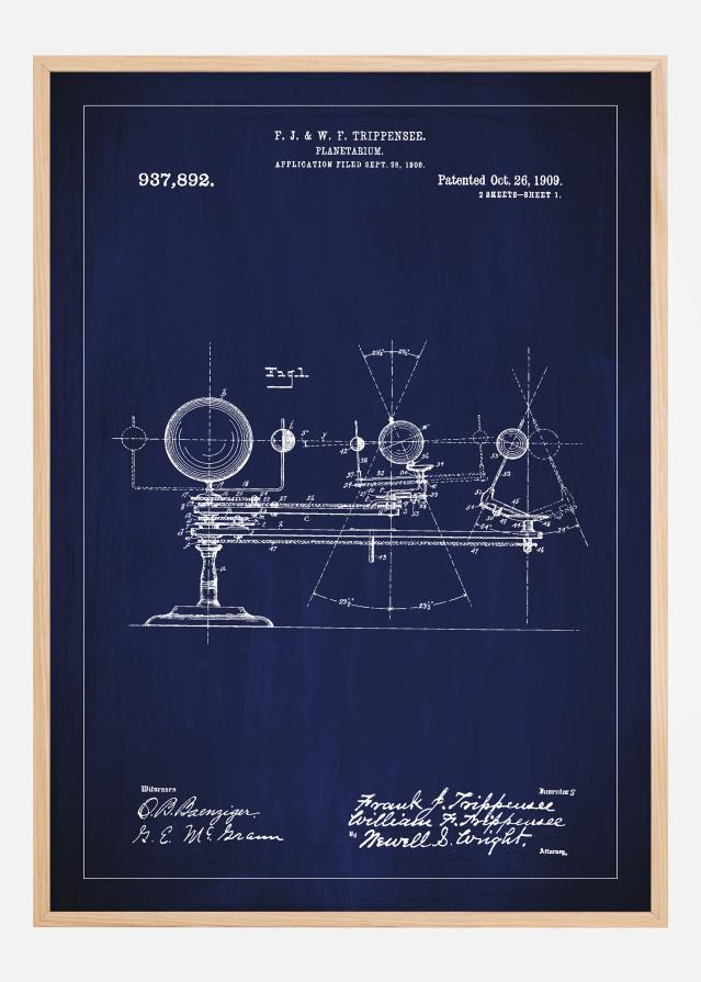 Patenteeritud joonistus - planetaarium - sinine reklaamplakat