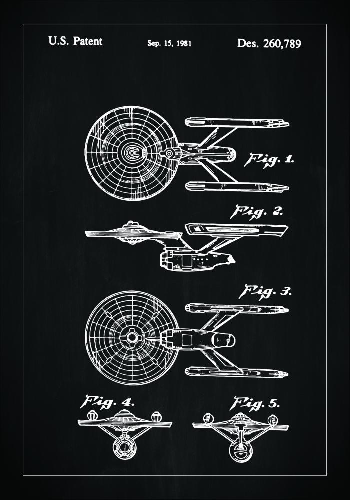 Patenteeritud joonistus - Star Trek - USS Enterprise - muster reklaamplakat