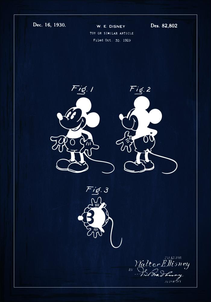 Patenteeritud joonistus - Disney - Mickey Mouse - sinine reklaamplakat