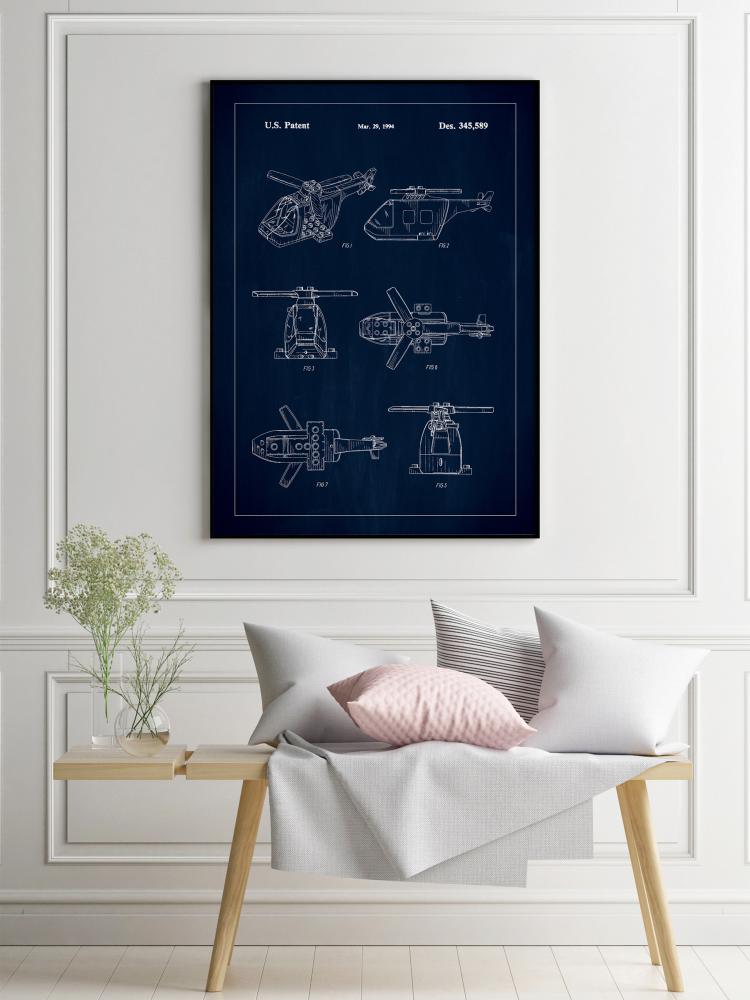 Patent Print - Lego Helicopter - Blue reklaamplakat