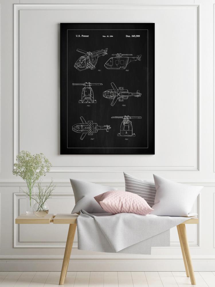 Patent Print - Lego Helicopter - Black Plakat