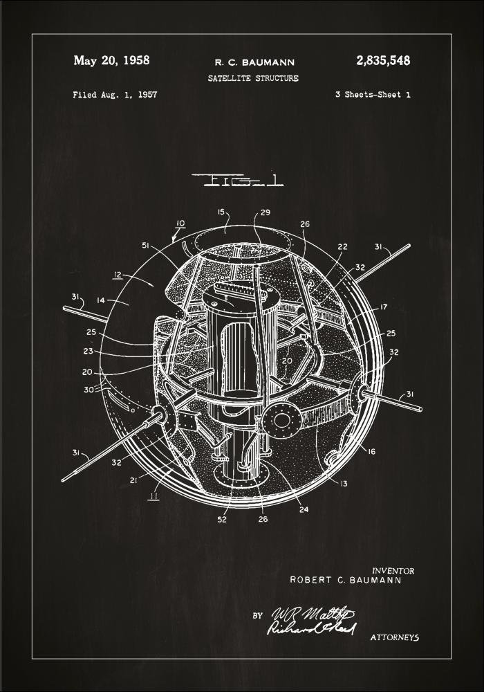 Patenteeritud joonistus - satelliit - muster reklaamplakat