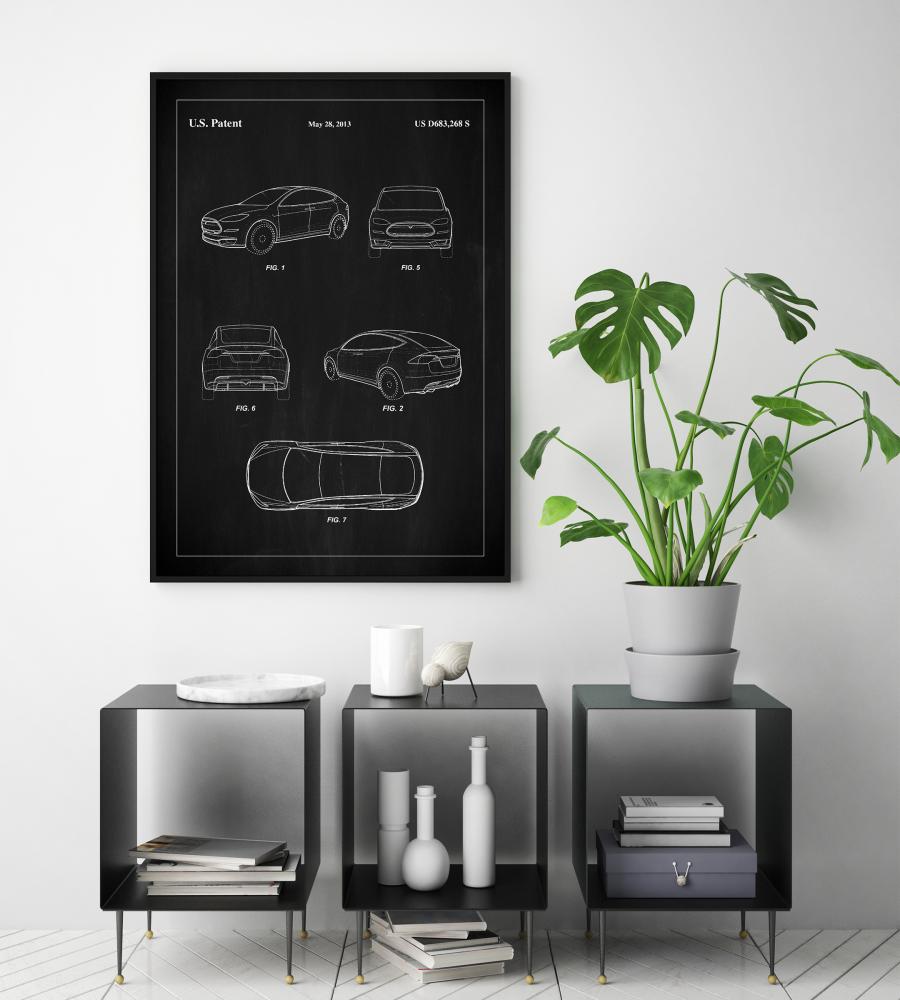 Patent Print - Tesla - Black reklaamplakat