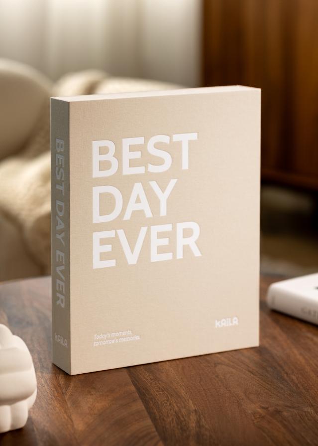 KAILA BEST DAY EVER Creme - Coffee Table Photo Album (60 mustad lehekuljed)