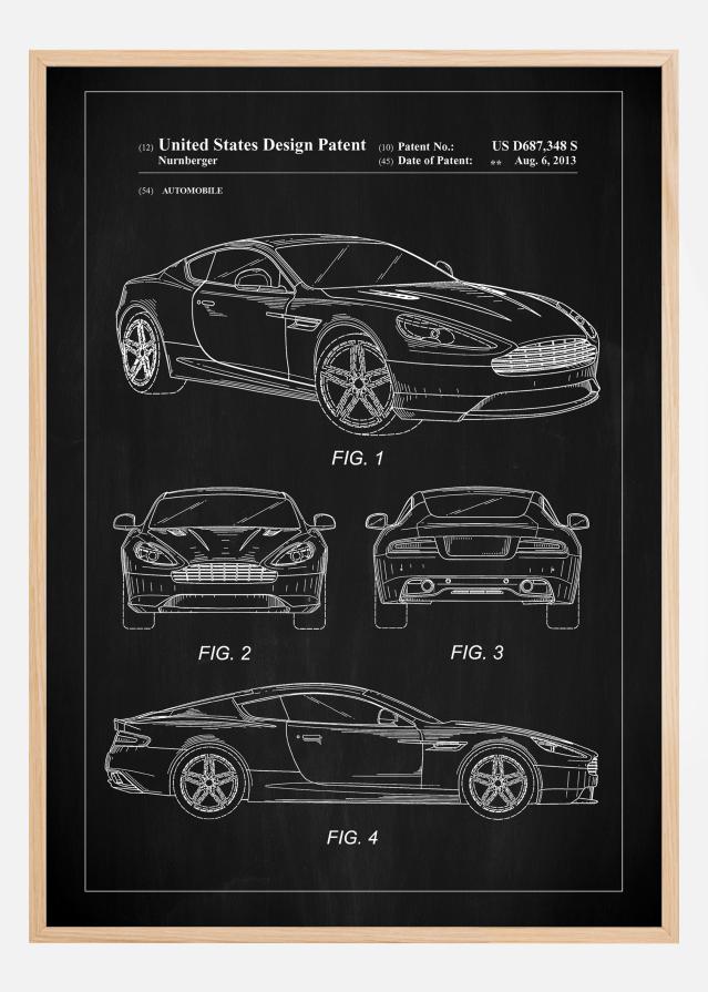 Patent Print - Aston Martin - Black reklaamplakat