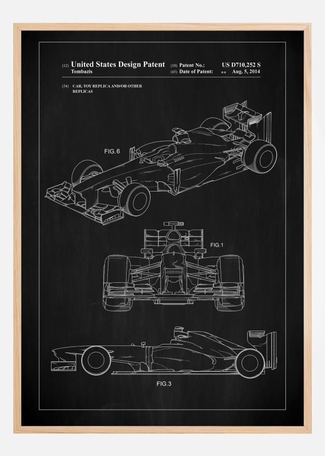 Patent Print - Formula 1 Racing Car - Black reklaamplakat