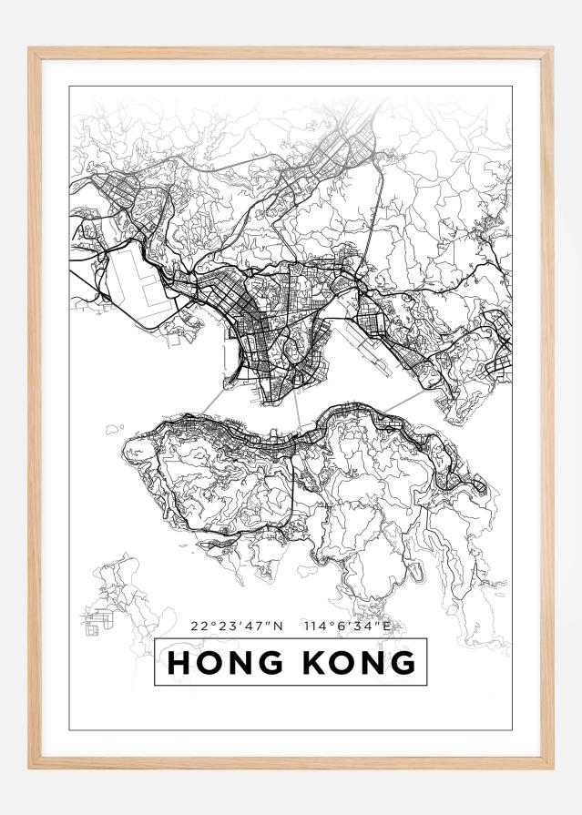 Kaart - Hong Kong - valge reklaamplakat