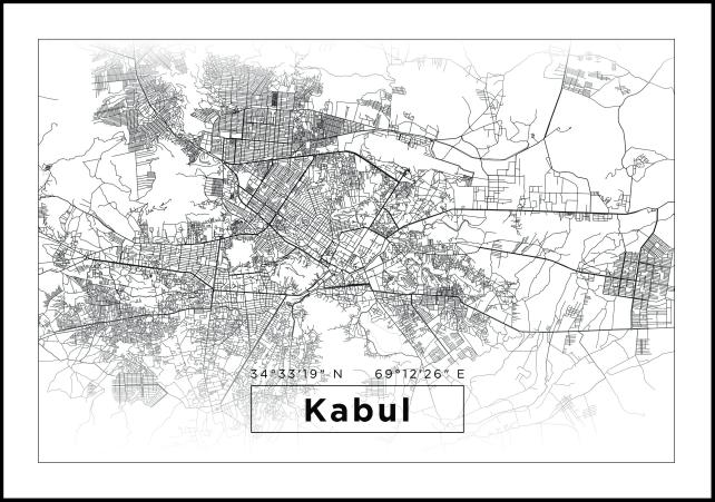 Kaart - Kabul - valge reklaamplakat