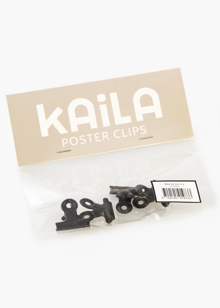 KAILA reklaamplakat Clip Black 20 mm - 4 pk