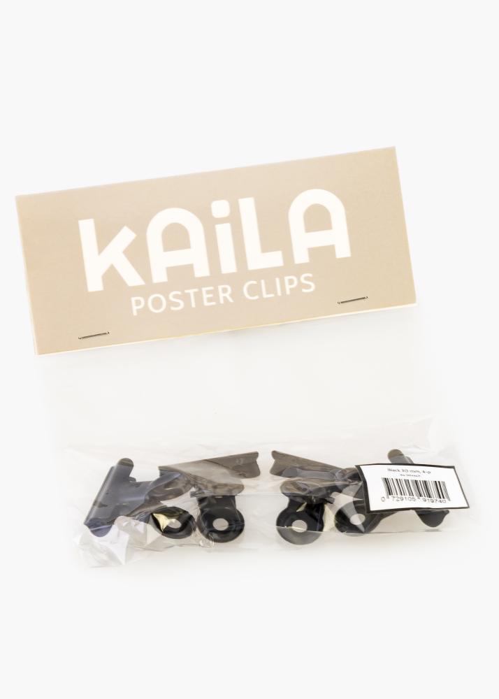 KAILA Plakat Clip Black 30 mm - 4 pk