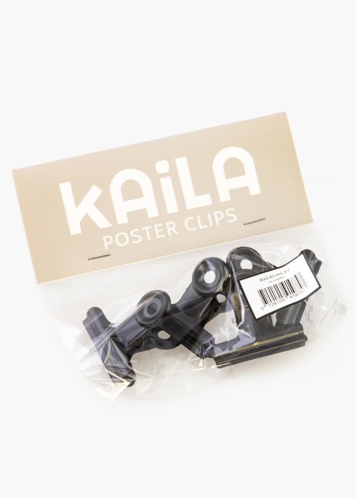 KAILA reklaamplakat Clip Black 40 mm - 4 pk