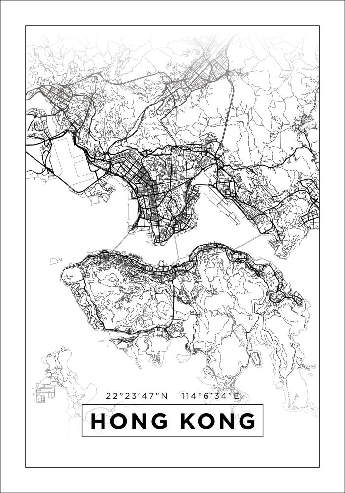 Kaart - Hong Kong - valge reklaamplakat