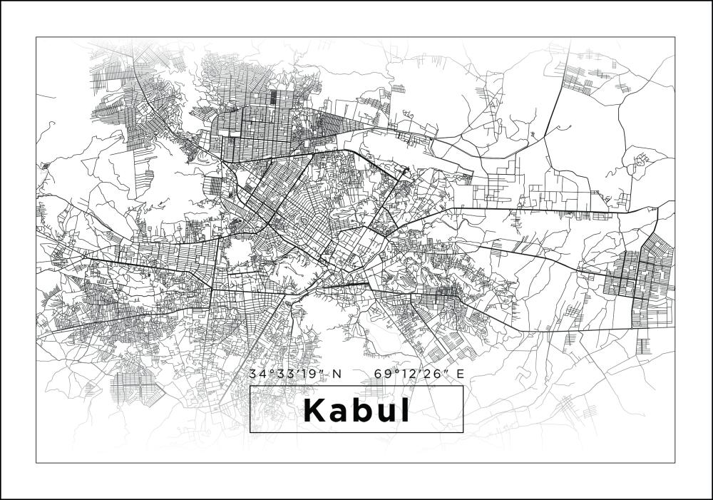 Kaart - Kabul - valge reklaamplakat