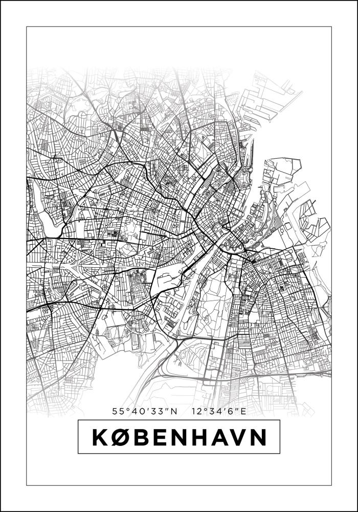 Kaart - København - valge reklaamplakat