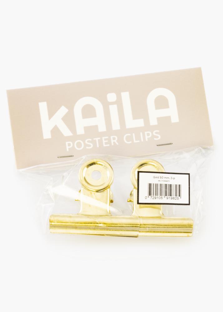 KAILA reklaamplakat Clip Gold 50 mm - 2 pk