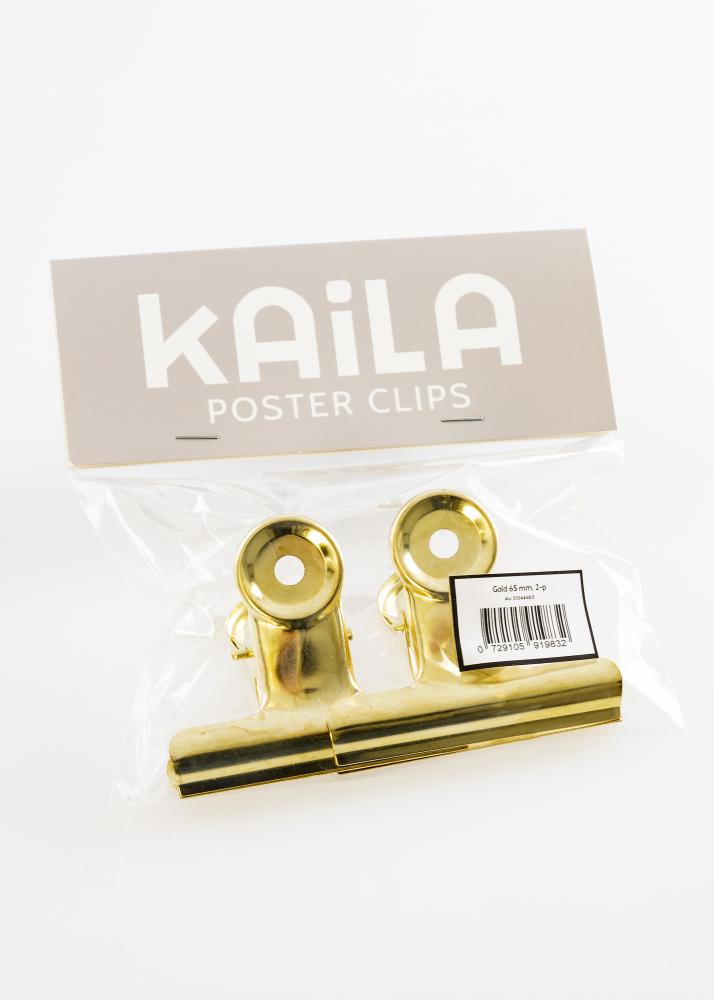 KAILA reklaamplakat Clip Gold 65 mm - 2 pk