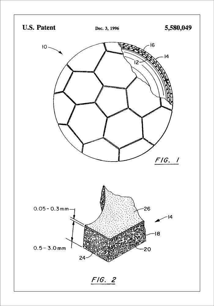 Patent Print - Football - White reklaamplakat