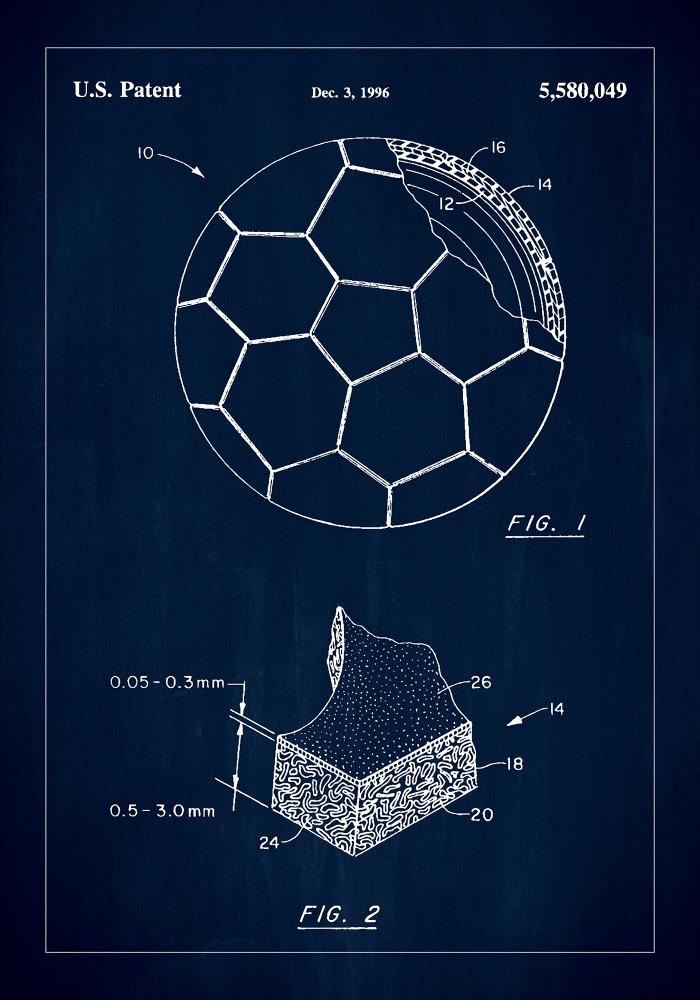 Patent Print - Football - Blue reklaamplakat