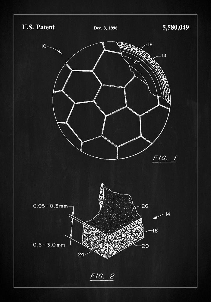 Patent Print - Football - Black reklaamplakat