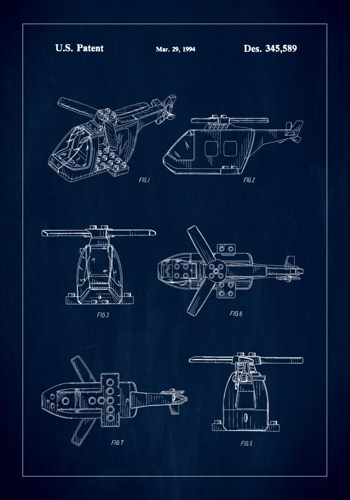 Patent Print - Lego Helicopter - Blue reklaamplakat