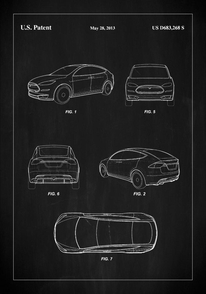 Patent Print - Tesla - Black reklaamplakat