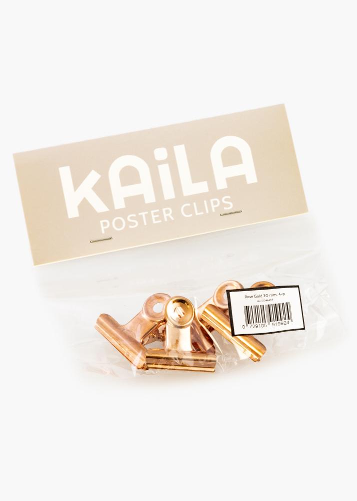 KAILA reklaamplakat Clip Rose Gold 30 mm - 4 pk