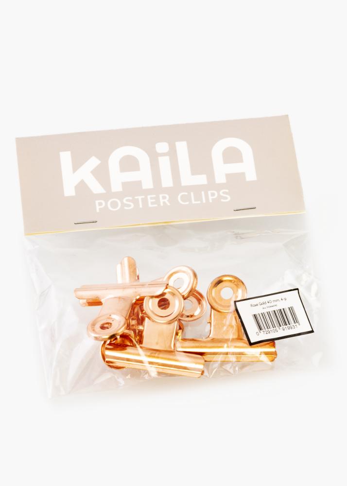 KAILA reklaamplakat Clip Rose Gold 40 mm - 4 pk