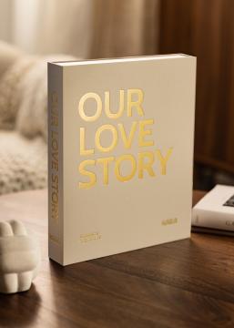 KAILA OUR LOVE STORY Creme - Coffee Table Photo Album (60 mustad lehekülge)