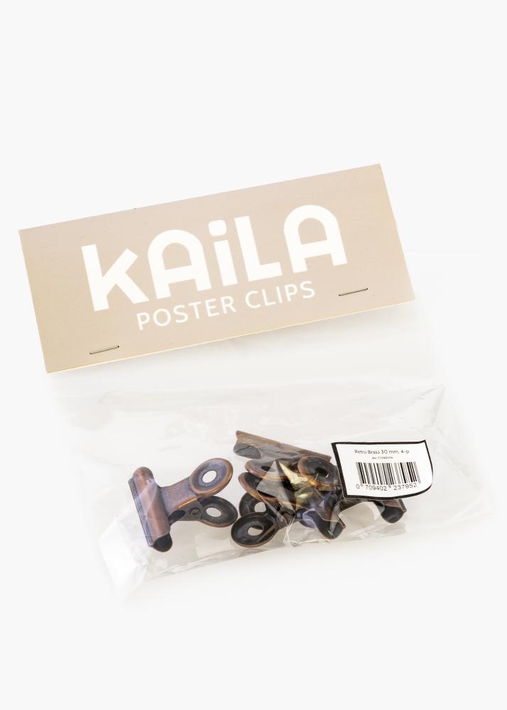 KAILA reklaamplakat Clip retro Brass 30 mm - 4 pk