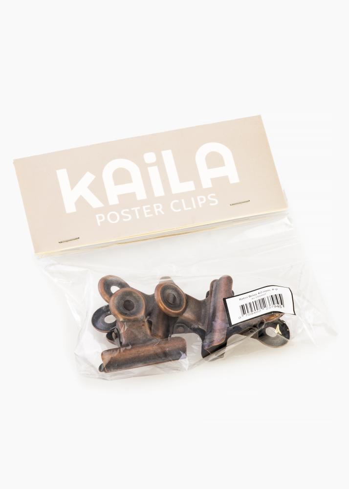 KAILA reklaamplakat Clip retro Brass 40 mm - 4 pk