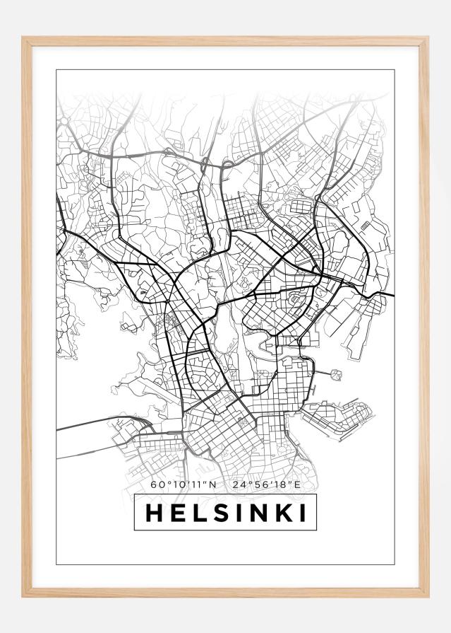 Kaart - Helsinki - valge reklaamplakat