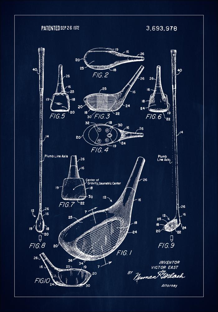 Patent Print - Golf Club - Blue reklaamplakat