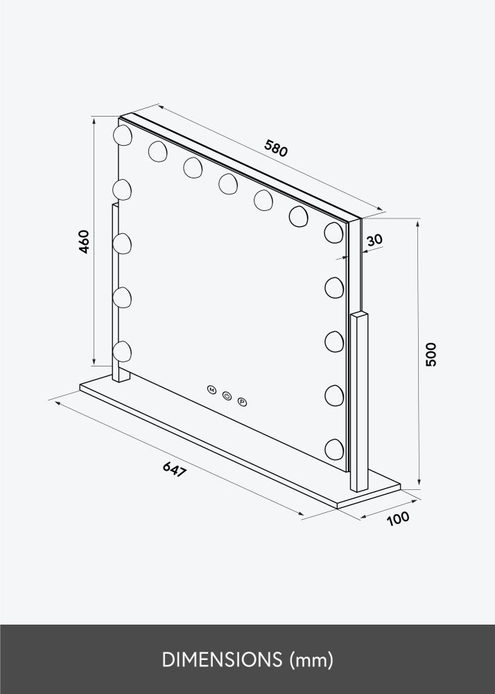 KAILA meikimispeegel Soft Corner LED muster 60x52 cm