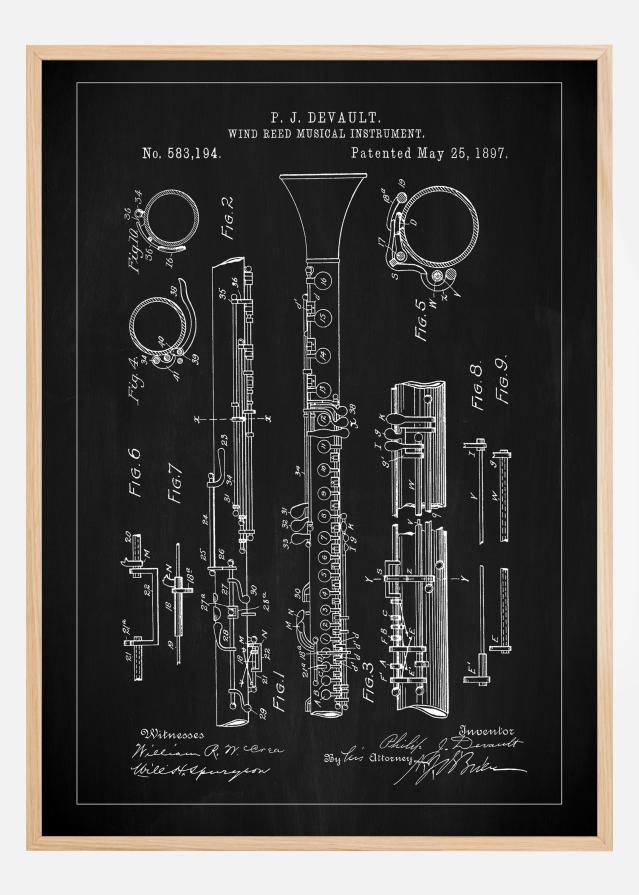 Patent Print - Clarinet - Black reklaamplakat