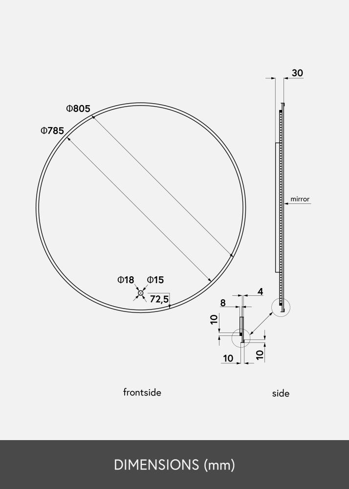 KAILA peegel Circle LED muster 80 cm Ø