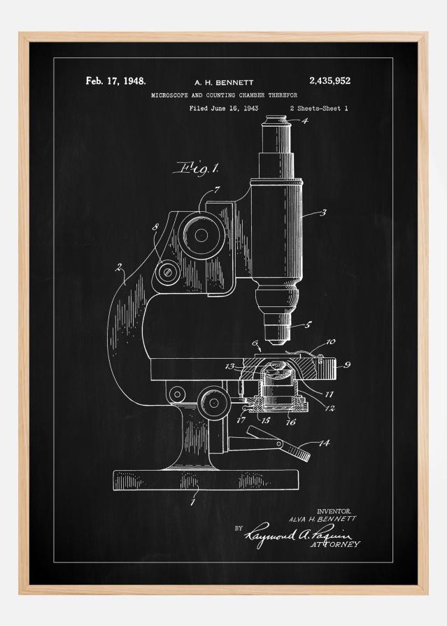 Patent Print - Microscope - Black reklaamplakat