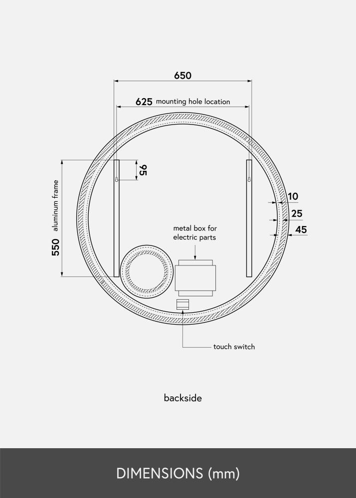 KAILA peegel Circular Magnifying LED 100 cm Ø