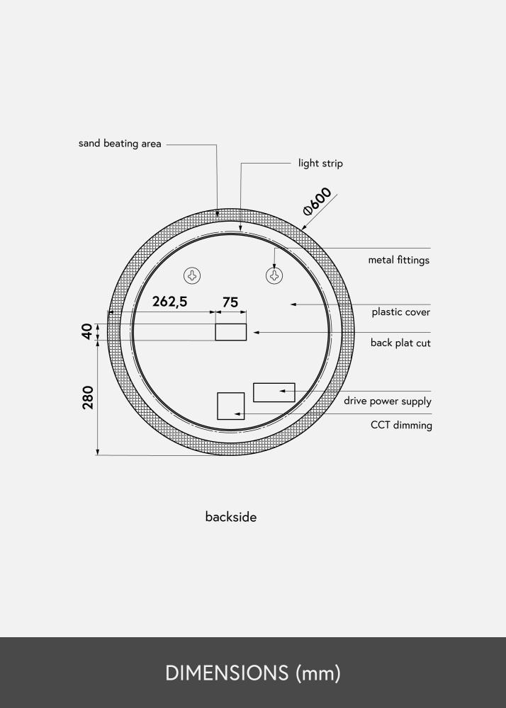 KAILA peegel Circular LED 60 cm Ø