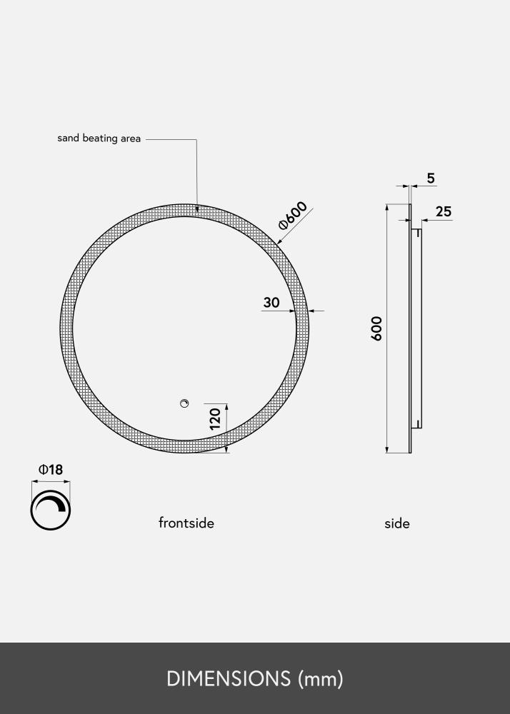 KAILA peegel Circular LED 60 cm Ø