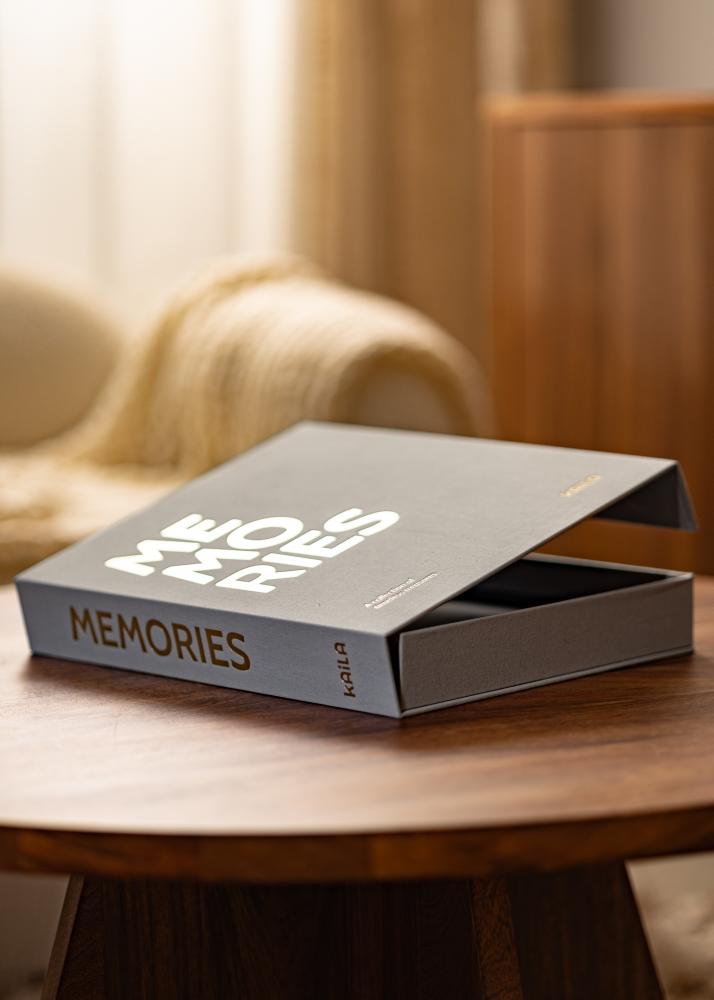 KAILA MEMORIES Grey - Coffee Table Photo Album (60 mustad lehekuljed)