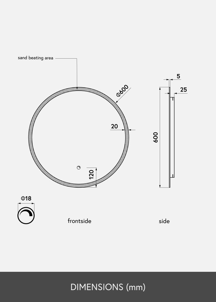 KAILA peegel Frost LED 60 cm Ø