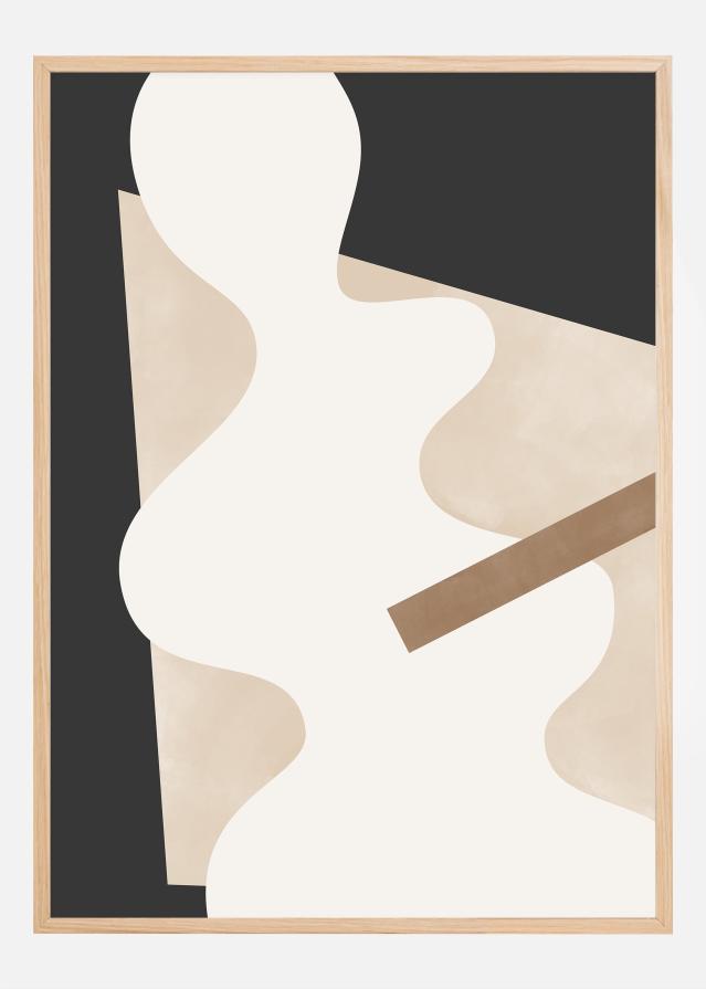 Beige Graphic Curves Art reklaamplakat