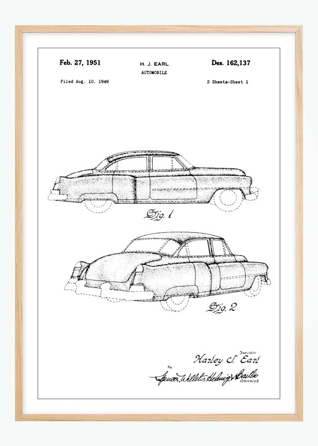 Patenteeritud joonistus - Cadillac sees reklaamplakat