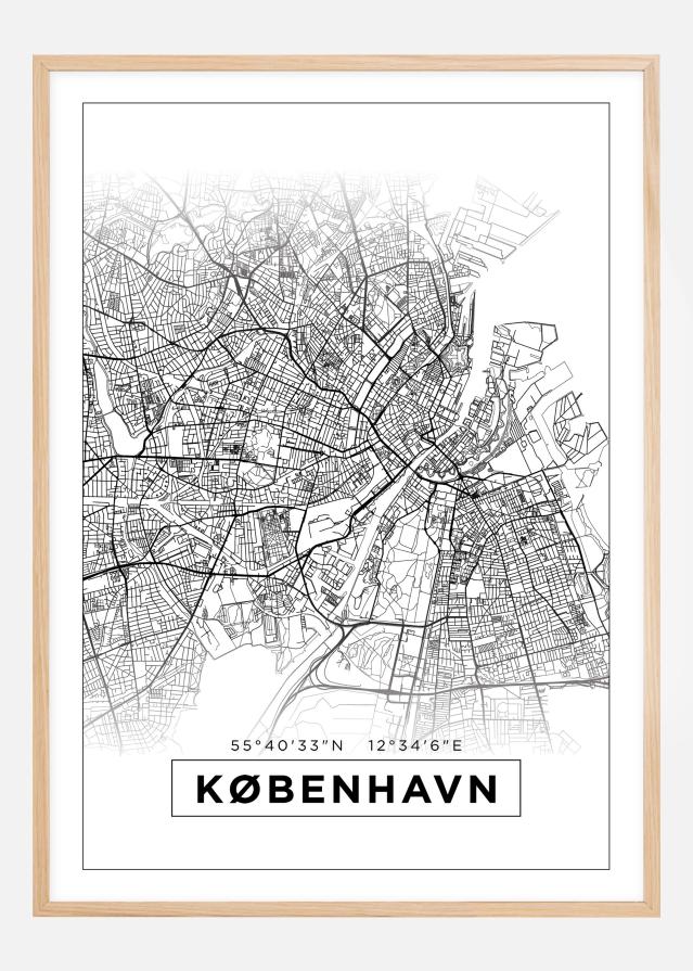 Kaart - København - valge reklaamplakat