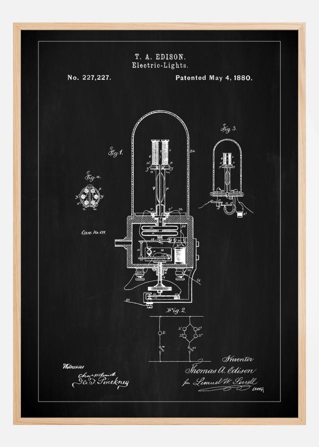 Patent Print - Edison Light - Black reklaamplakat