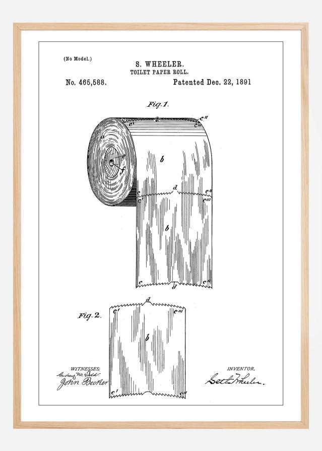 Patent Print - Toilet Paper Roll - White reklaamplakat