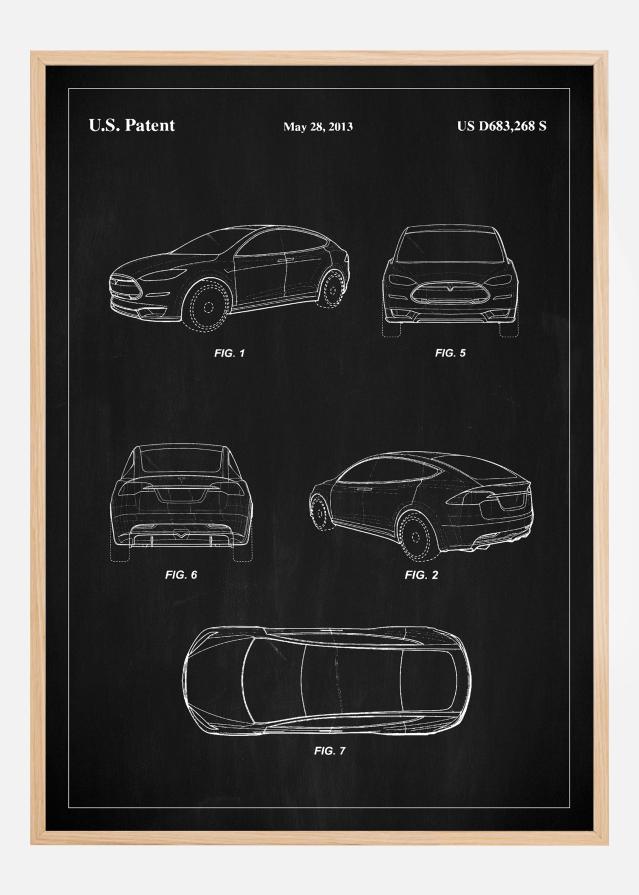 Patent Print - Tesla - Black reklaamplakat