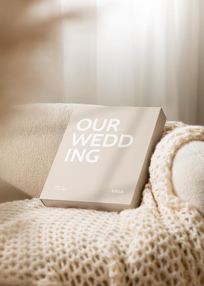 KAILA OUR WEDDING Creme - Coffee Table Photo Album (60 mustad lehekuljed)