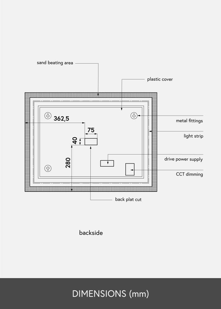 KAILA peegel Rectangle II LED 60x80 cm